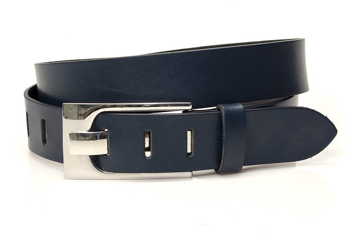 Damesceintuur donker blauw - 4 cm breed - Leer - Jeans riem - Casual - Maat 105