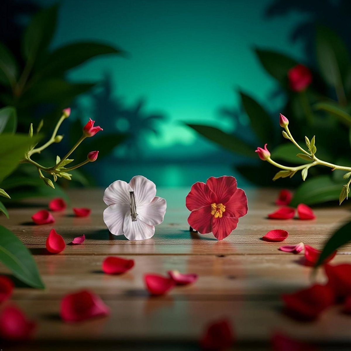 Bloem Haarclip - Bloemen Clips - Feestelijk Haar - Tropische Flair - 2 stuks - Rood