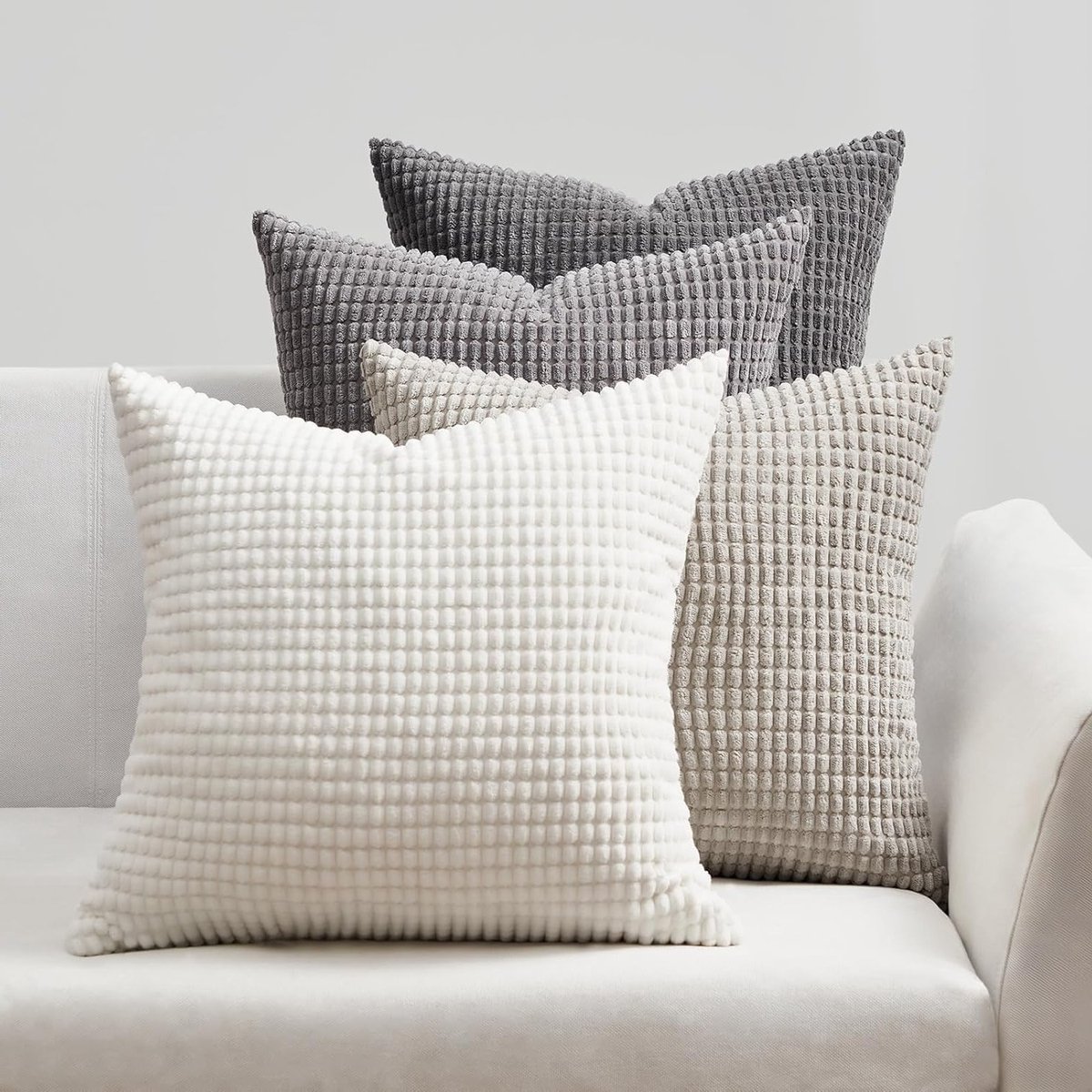 Set van 4 Corduroy Kussenslopen 40 x 40 cm met Kleurverloop, Decoratieve Kussens voor Bank, Slaapkamer en Woonkamer, Ideaal voor Kinderen en Gezelligheid