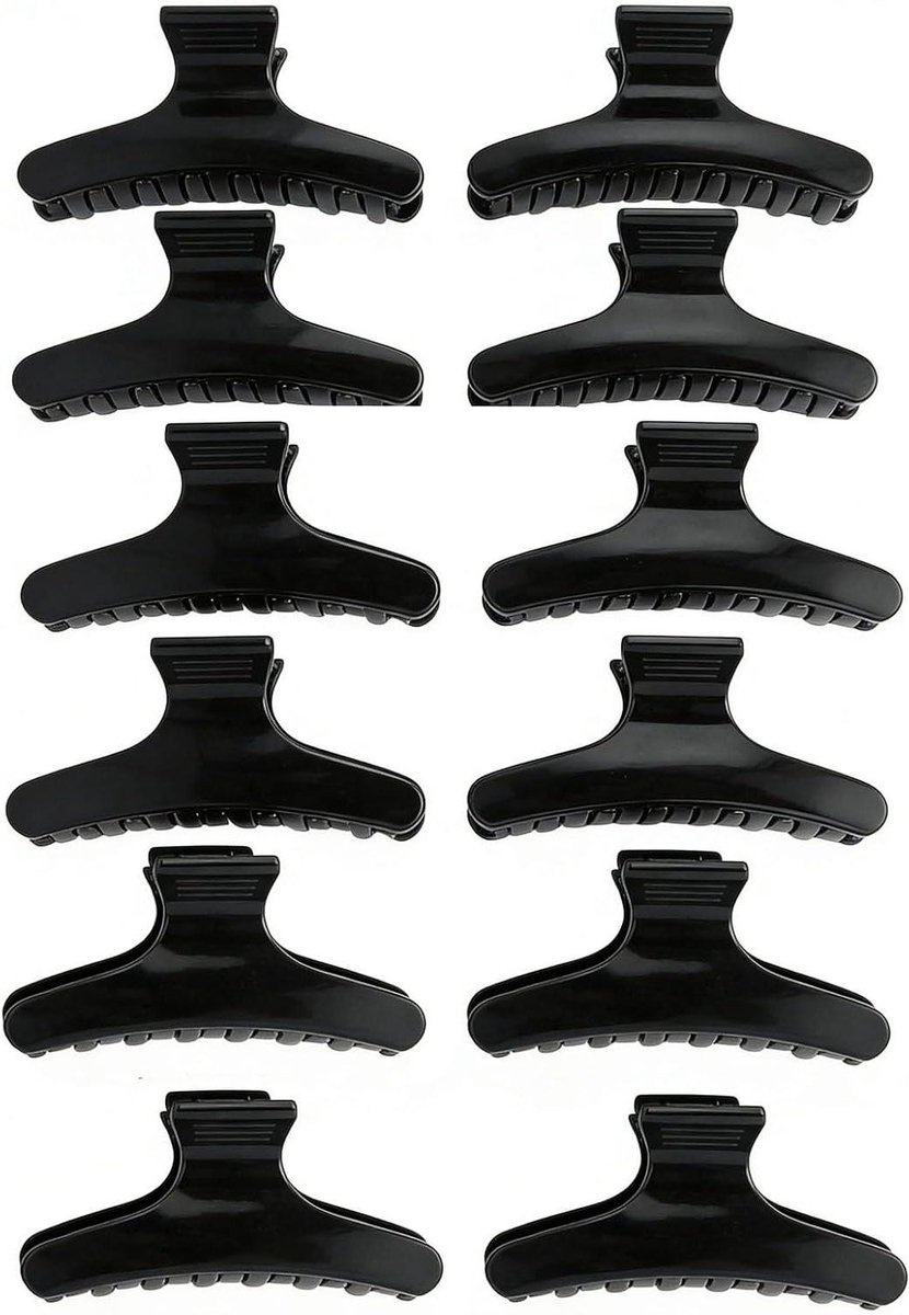 Vlinder Haarklemmen - Haar Klauwen Clips - Haar Stylen - Antislip Plastic - 12 stuks - Zwart