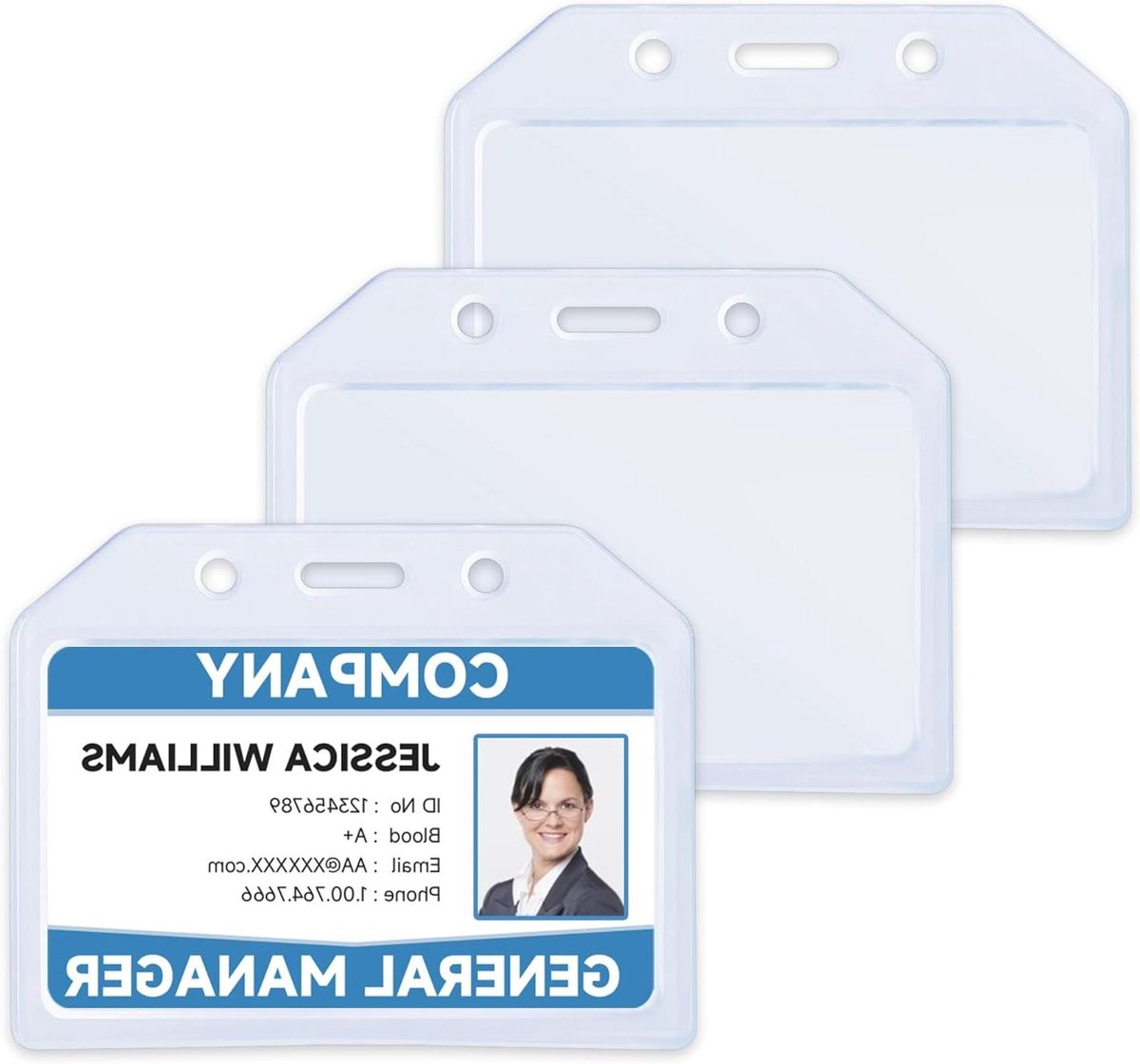 ID-kaarthouder Set - Badgehouder Transparant - Identificatie Tonen - Extra Dik Plastic - 3 Stuks - Transparant