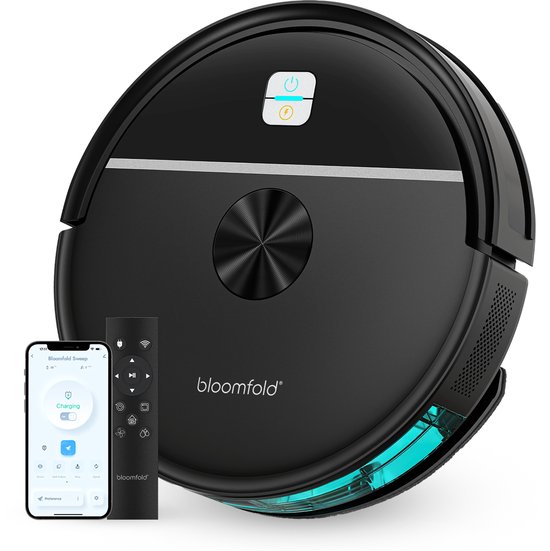 Bloomfold Sweep Robotstofzuiger met Dweilfunctie – Slimme Robot Stofzuiger, 3500Pa, 130 min, App & Google Home - Ultra-dun (7,3 cm) - Geschikt voor Huisdierhaar