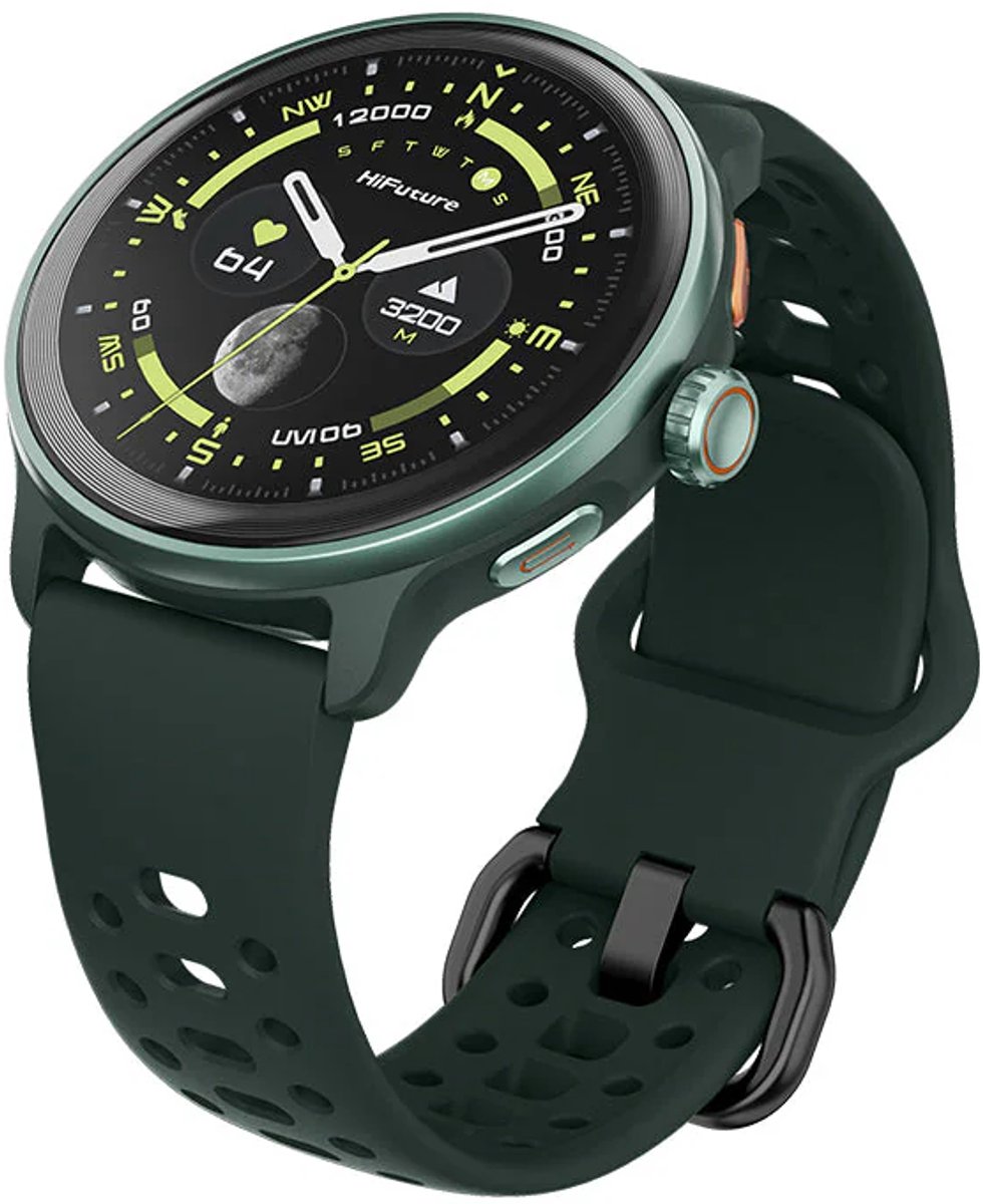 HiFuture VELA Smartwatch Dark Green – 1.43” AMOLED, GPS, Bluetooth Call, 5ATM Waterdicht, AI Coach