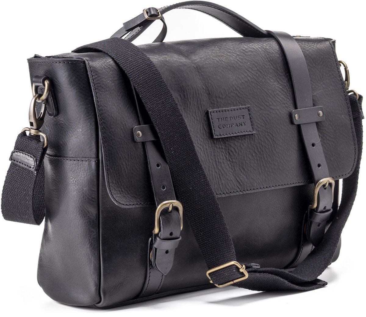 Leren Messenger Zwart