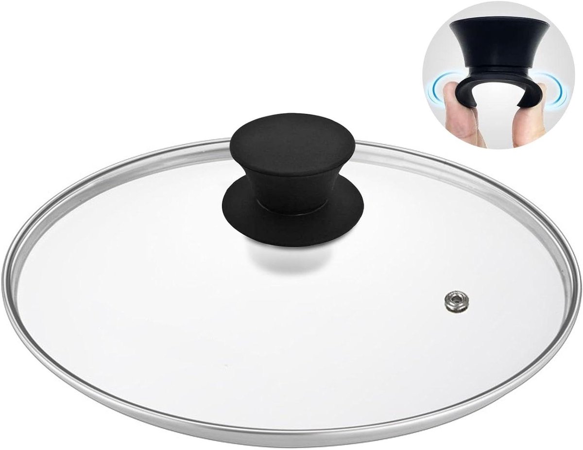 Glazen Pan Deksel - Pannen Deksel - Koken en Bakken - Roestvrijstalen Rand - 28 cm - Transparant