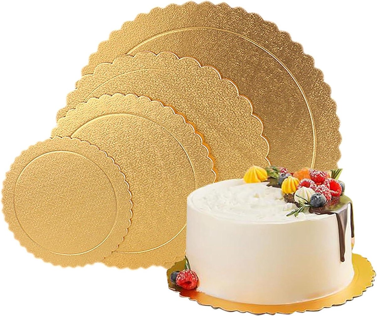 Cake Boards - Taartkarton Rond - Taart Presenteren - Extra Sterk 2mm Dik - 6 8 10 12 Inch - Goud