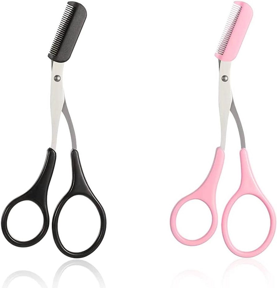 Wenkbrauwschaar met Kam - Grooming Tool - Wenkbrauwen Vormgeven - Geïntegreerde Afneembare Kam - 2 stuks - Zwart
