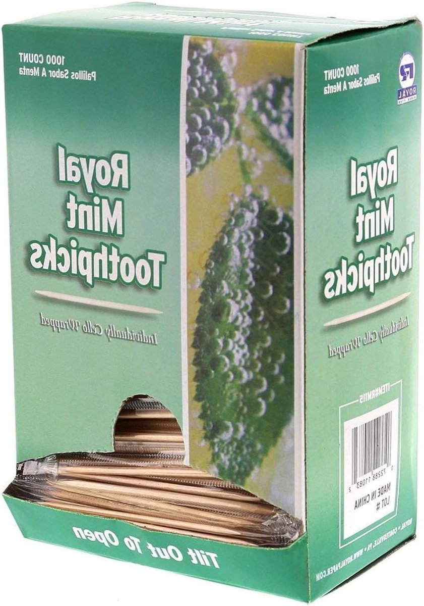 Houten Tandenstokers - Mint Tandenstokers - Hygiënisch Serveren - Individueel Verpakt - 1000 stuks - Natuurlijk