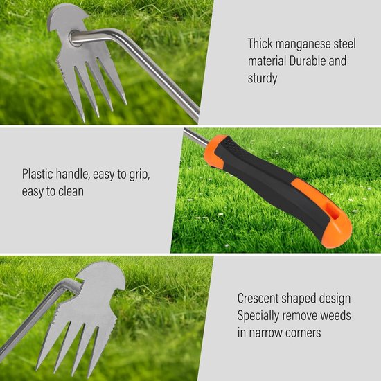Onkruidtrekker Tuin - Onkruidgereedschap Wieden - Effectief Onkruid Verwijderen - Duurzaam Mangaanstaal - 3556 cm Lengte - Zwart — afbeelding 4