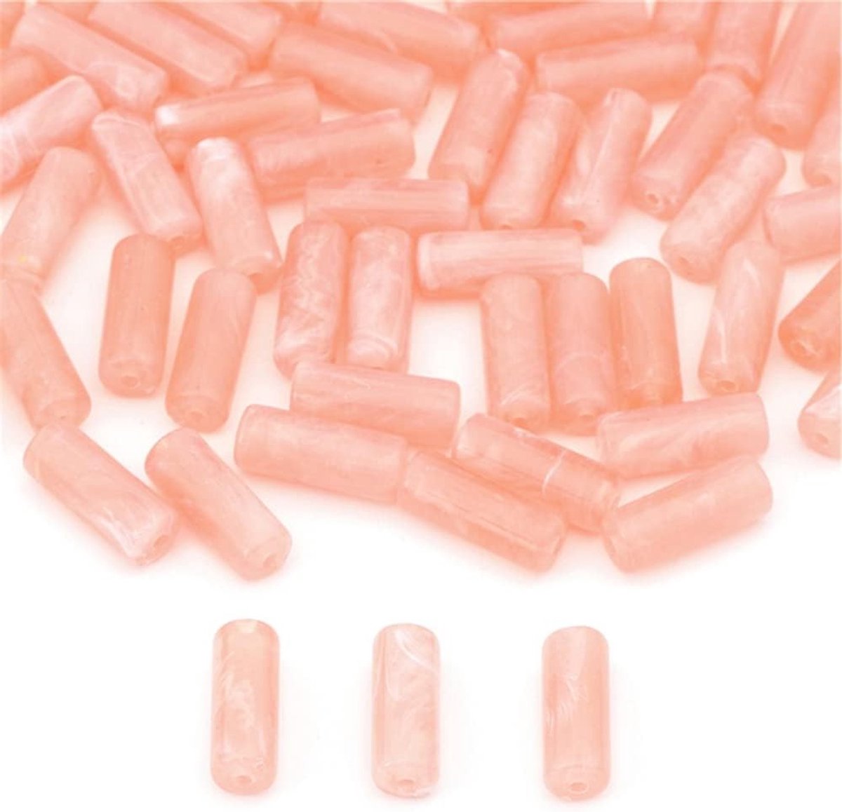 20 Stuks Lange Acryl Buiskralen voor Handgemaakte Sieraden, DIY Decoraties en Beadwork, 8mm x 20mm met Draadgat