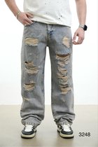 Heren Baggy Jeans – Wide Leg Destroyed Denim Lichtblauw |32
