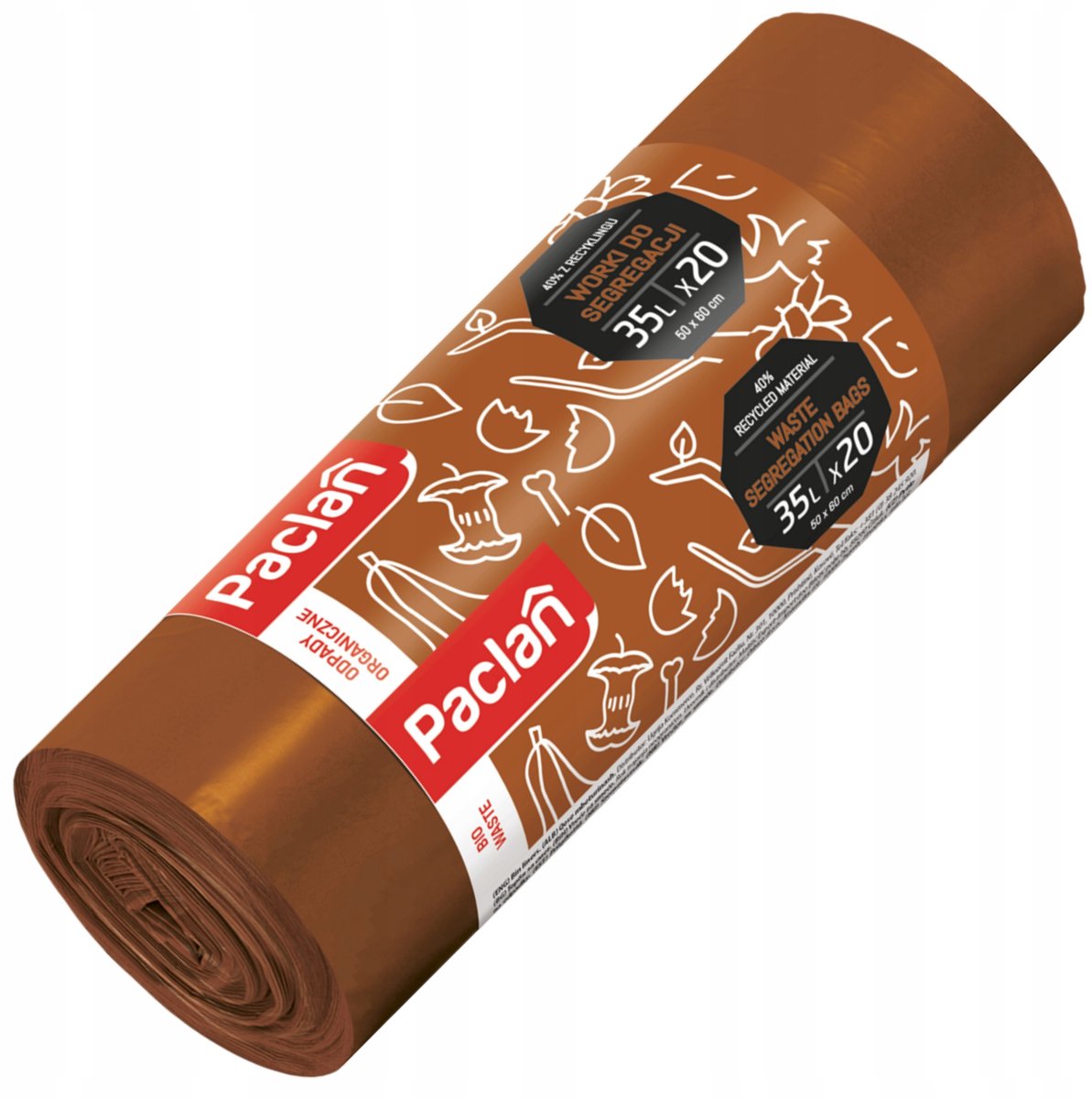 Paclan - Bio afvalzakken - 35l - 20 stuks - Bruin