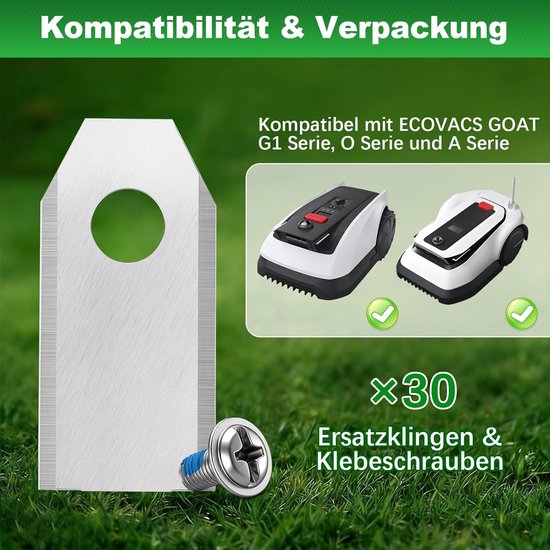 Maaimesjes geschikt voor Ecovacs Goat G1, O & A-serie - Reservemesjes Robotmaaier - 30 Stuks - Inclusief Schroeven - RVS - 36x18mm- goud van Merkloos	 — afbeelding 4
