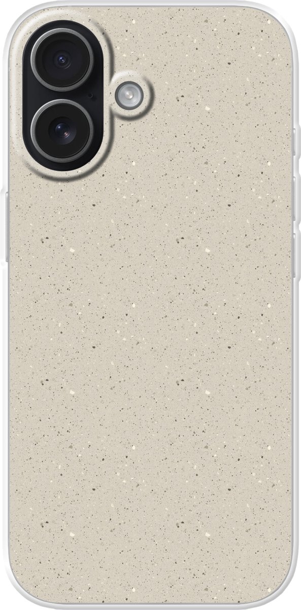 Telefoonhoesje Geschikt voor iPhone 17 hoesje - Lichtbeige - Terrazzo - Grijs - Siliconen Telefoonhoesje Telefoonhoesje