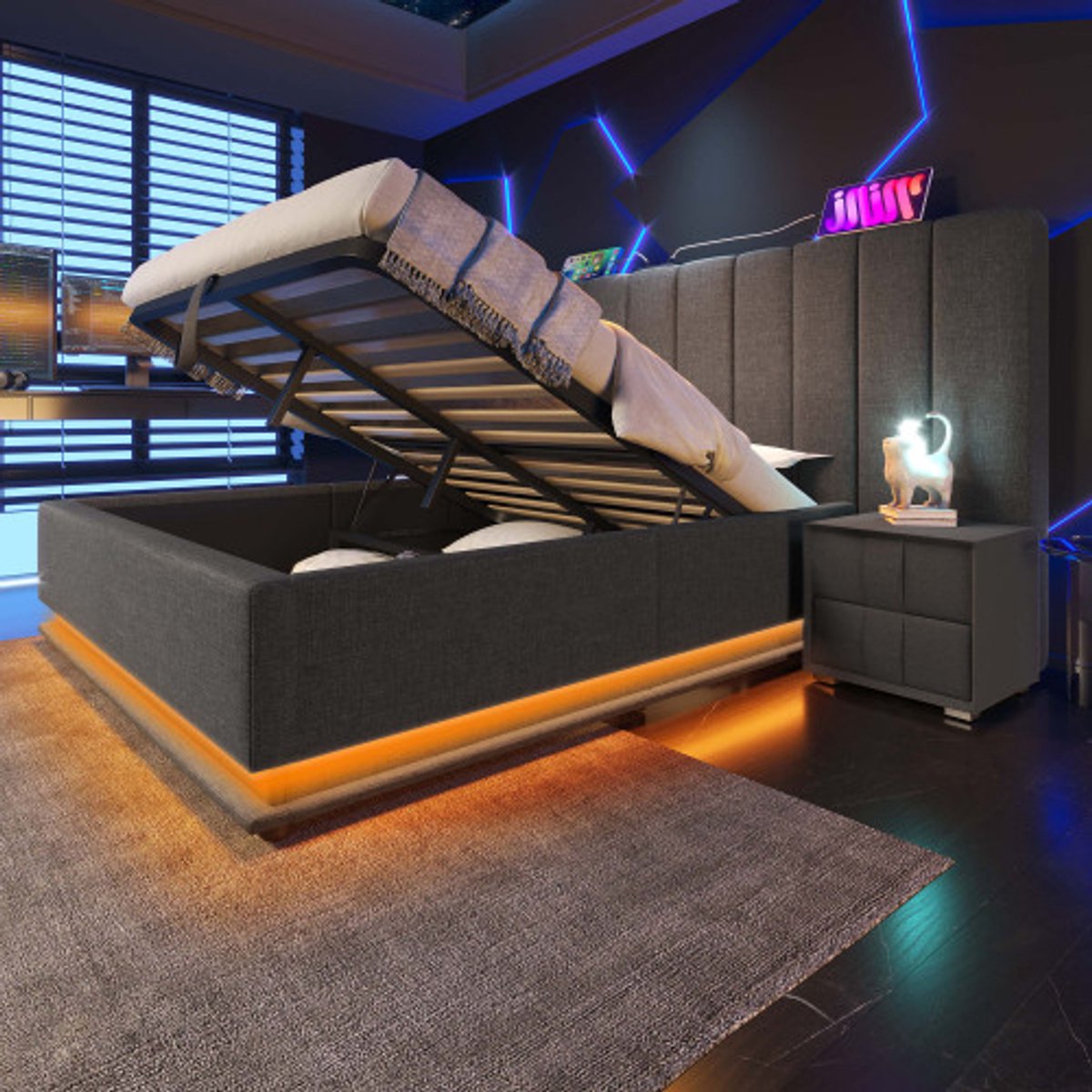 REDOM REDOM Luxe Zwevend Bed met Opbergruimte (180x200) - afbeelding 5
