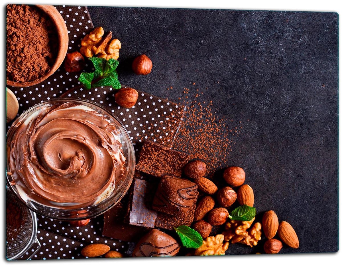 TMK ArtDeko - Snijplank - Glas - 52x40 cm - Chocolade Motief