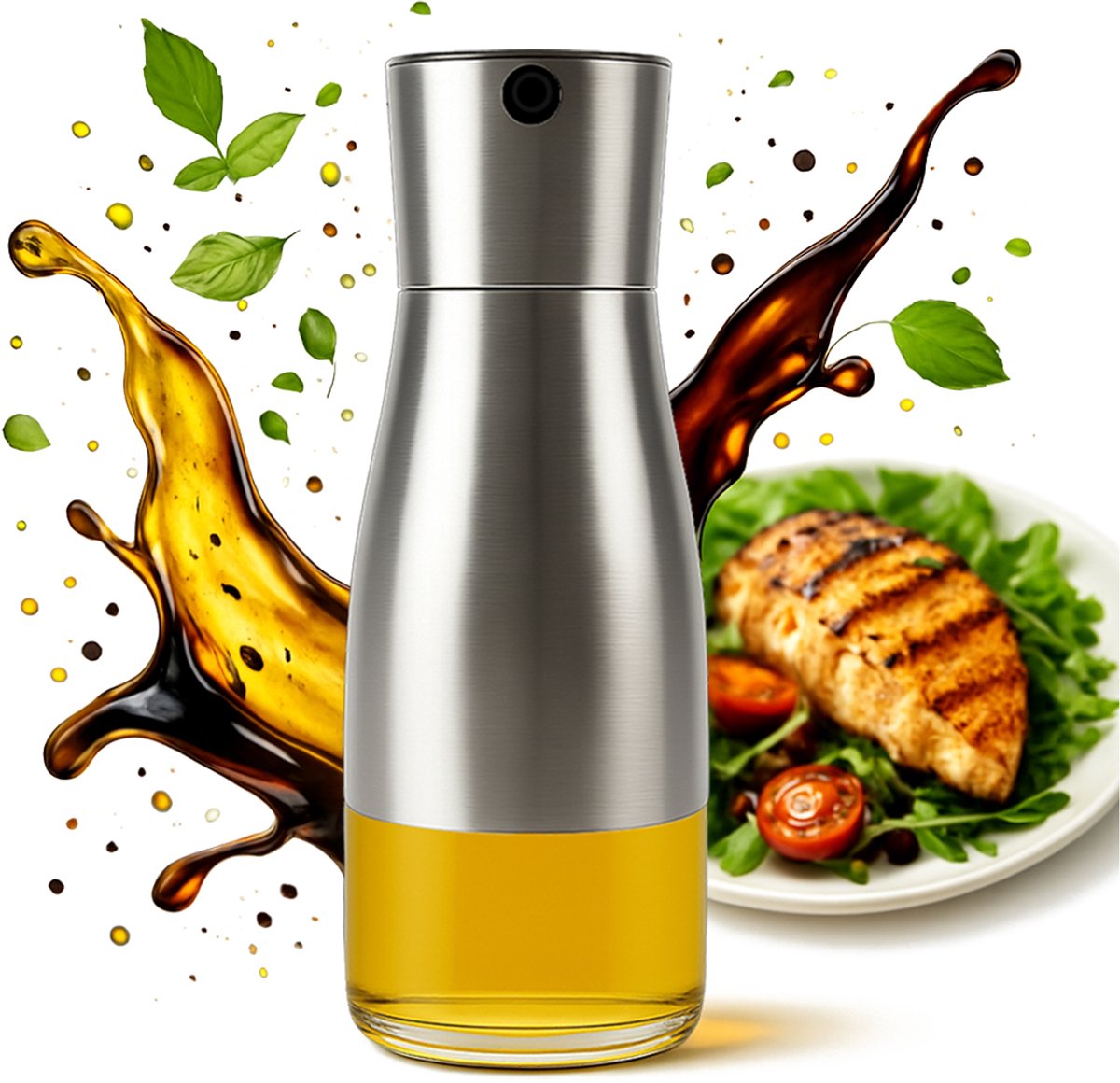 Bimberek - Glazen Fles met Metalen Doppen - 320ml - Doosopener voor Olie of Azijn