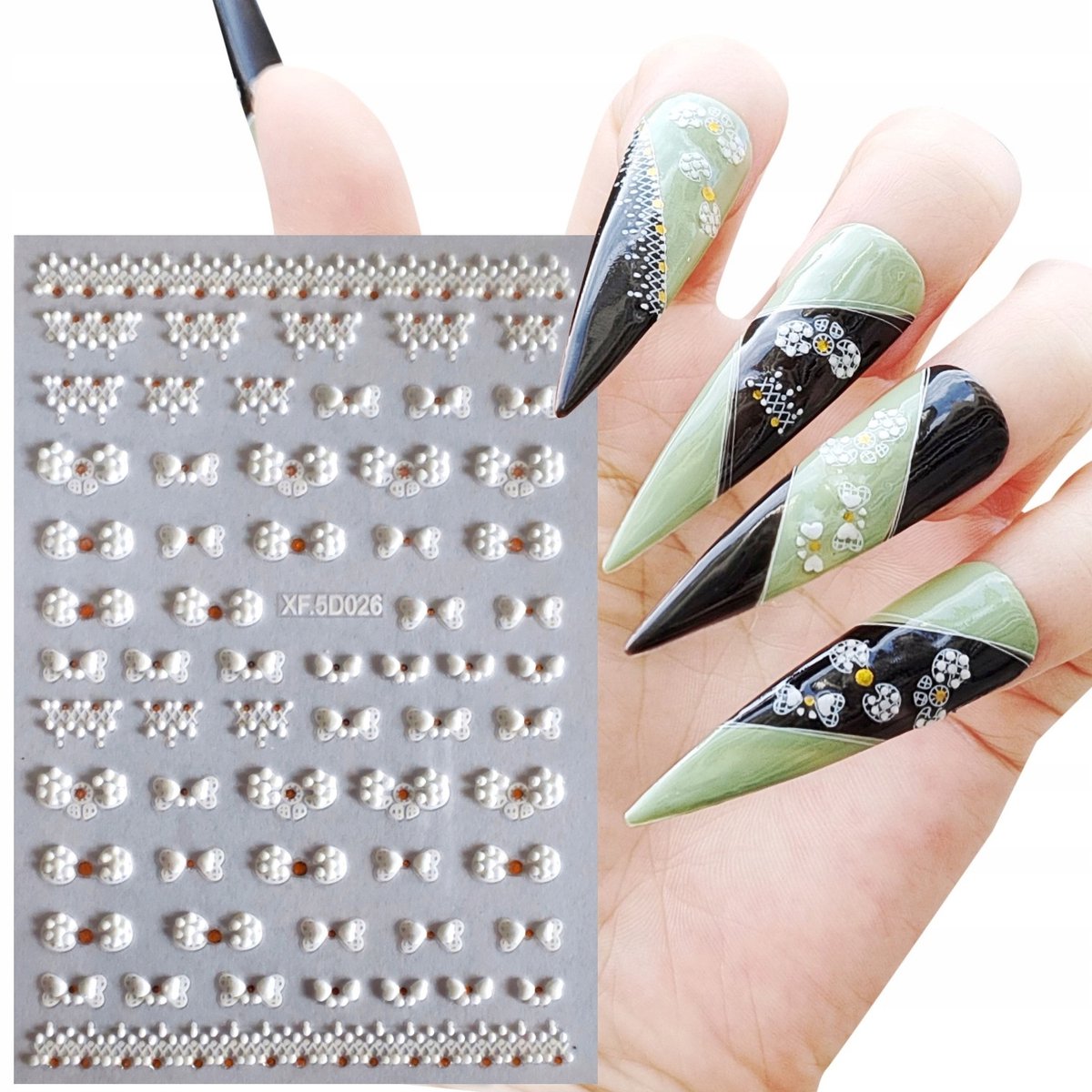 Frezarkowo Serie - Zelfklevende 5D Nagelstickers - Kokardes - Ornamenten