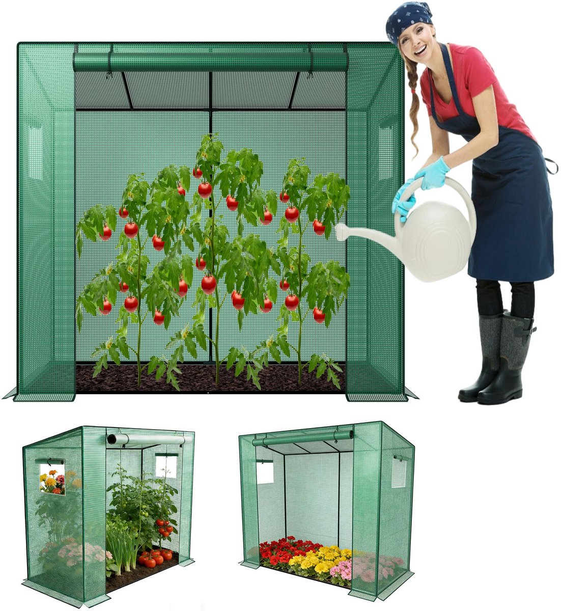 ACXIN Gewächshaus Tomatenkas - Foliekas met 2 Ventilatievensters - Stabiele UV-bestendige Wintervaste Tomaten Tunnel Kas - Voor Tuin, Terras, Achtertuin en Balkon - 200x80x150 cm
