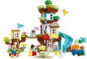 Gedetailleerde LEGO DUPLO 3in1 Boomhut speelset met glijbaan en speelfiguren.