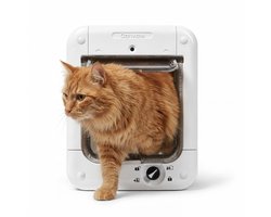 Cat Mate Vergrendelbaar Microchip Kattenluik - met 4-vergrendelingsstanden - 24,6 cm x 19,7 cm - Enkel of meervoudig glas, houten en UPVC/metalen deuren, wanden - Wit 360W