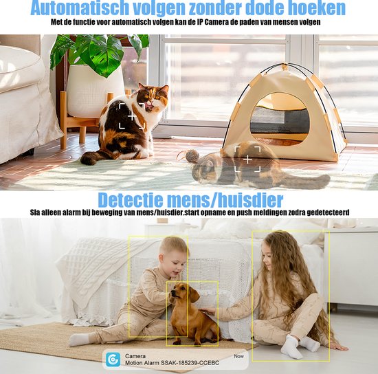 GENBOLT 2K Indoor IP Camera WiFi Human Detection Pet Dog Auto Cruise 2 Way Audio Night Vision Motion Alert Home Security van Merkloos — afbeelding 5