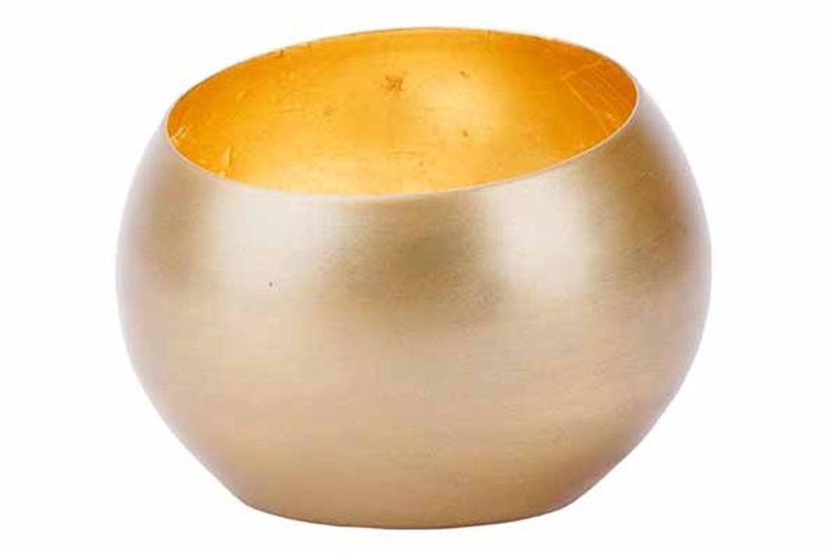 THEELICHTHOUDER BRASS GOUD 8X8XH6,5CM ME TAAL