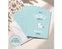 8 Babyshower uitnodigingen - invul kaarten - Gender reveal - Babyshower - Babyshower invites - Babyshower kaartjes - Olifant thema