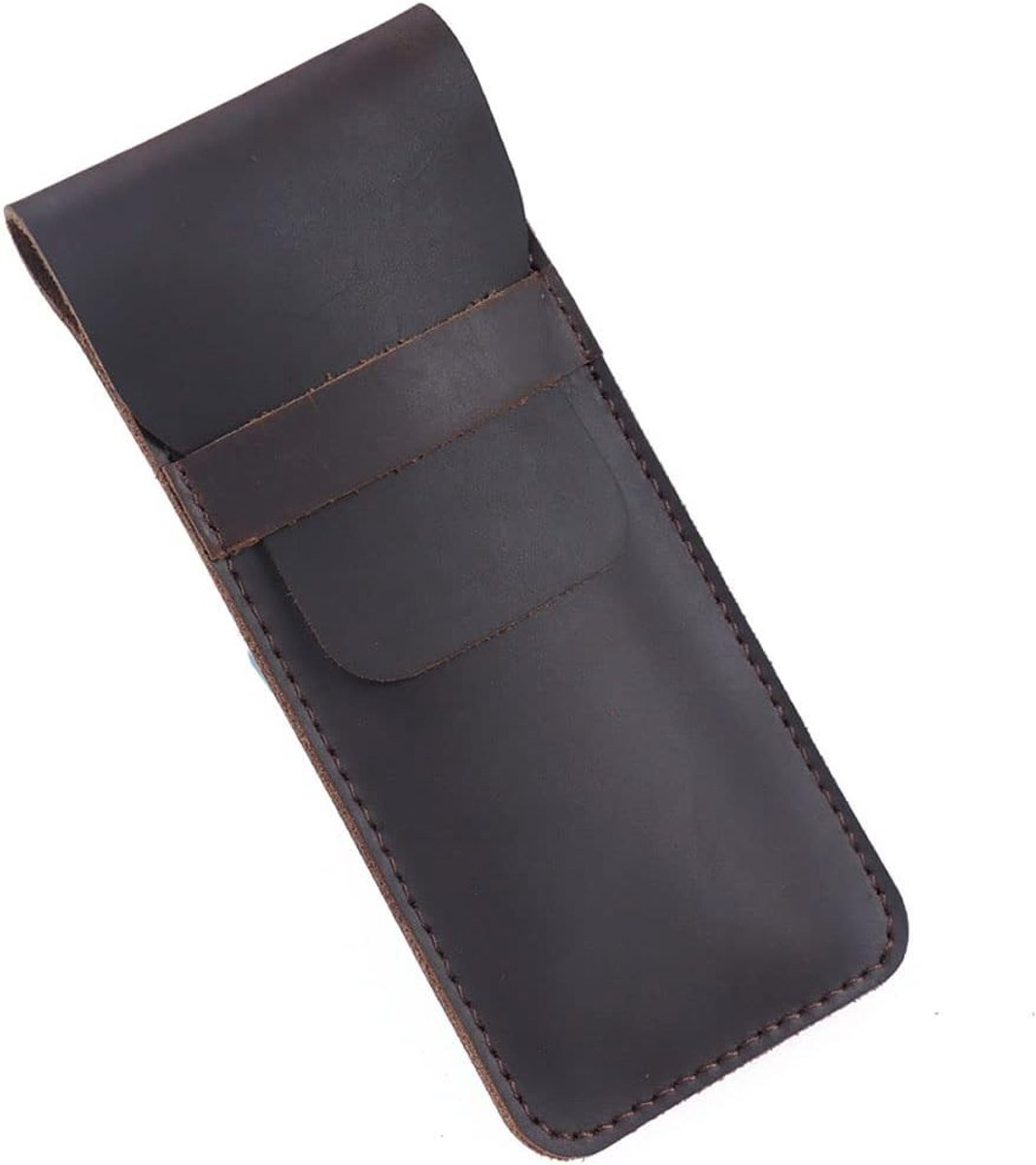 Handgemaakte leren penhouder voor pennen, beschermende hoes en etui in koffiebruin (L) - Perfect voor schrijvers, studenten en professionals