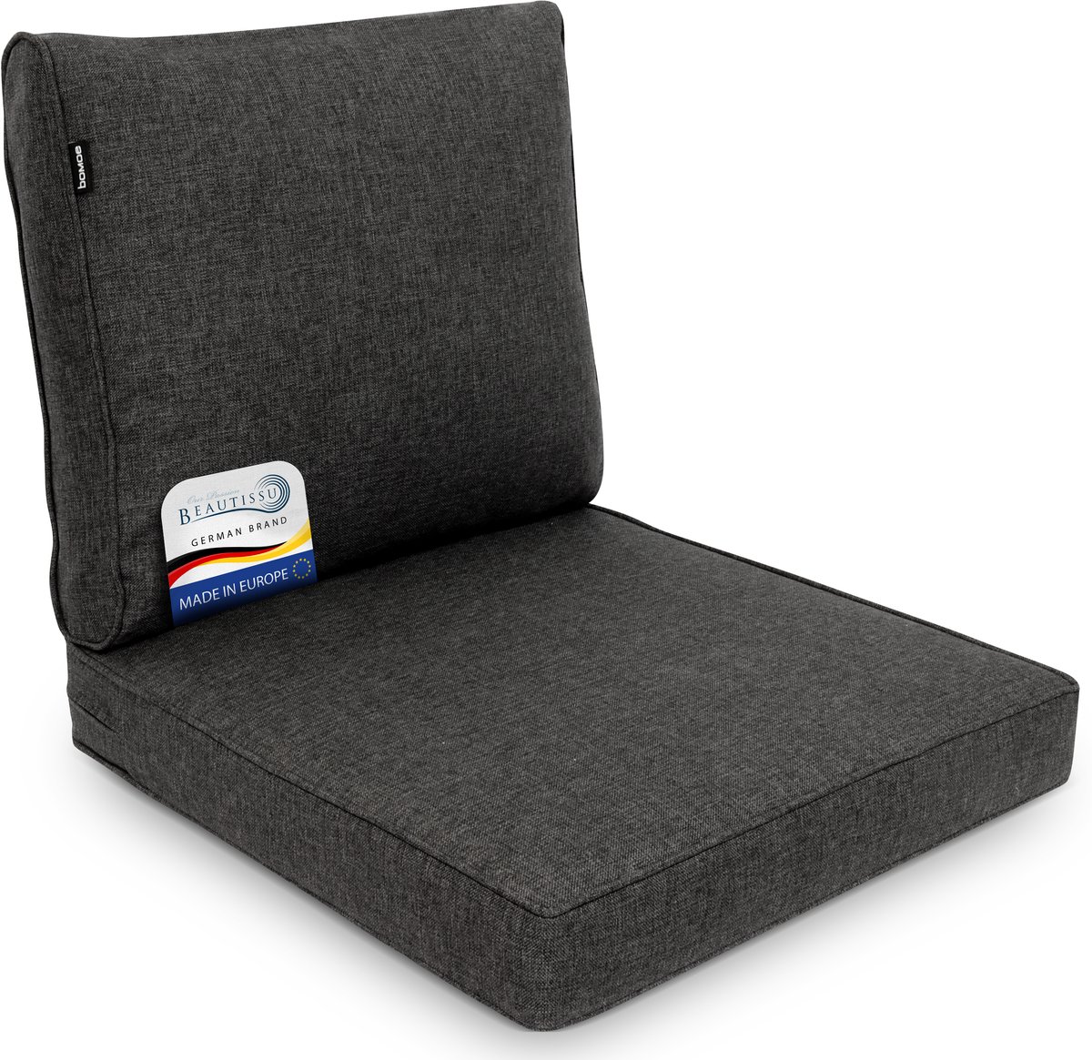 bomoe Set Loungekussen Buiten – Zitkussen 70x70 cm & Rugkussen 70x40 cm – Hoogwaardige Kussens voor Tuinmeubelen, Afneembar Wasbar Hoes –Comfortabel UV-Bestendig Outdoor Tuinkussen anthraciet – ilano