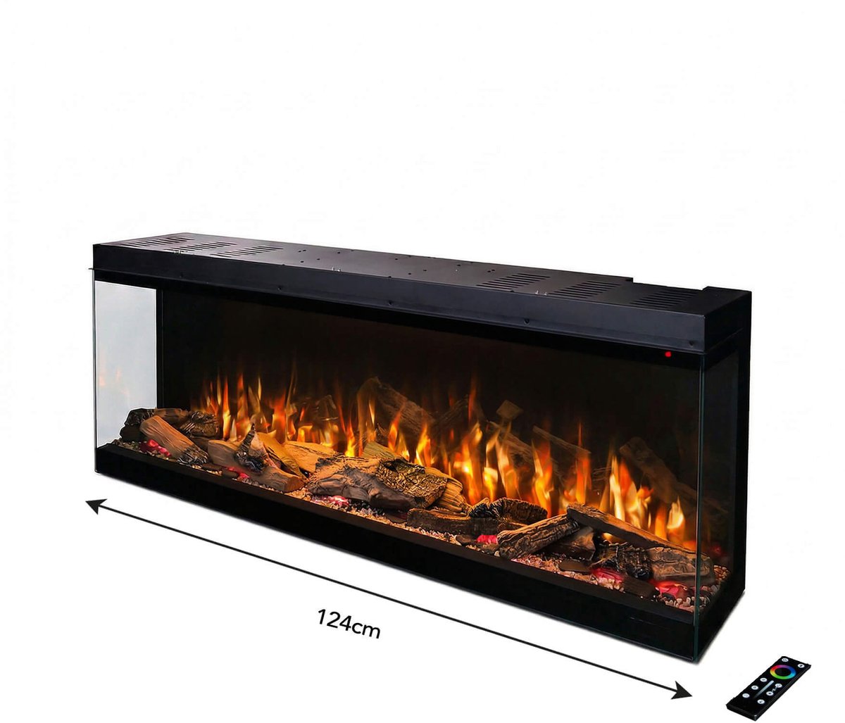 Xaralyn Elektrische inbouwhaard - Fogo Forest 124 - alle kleuren - 1500 Watt verwarming - met afstandsbediening - met app - Cinewall haard - geschikt voor TV 49 inch