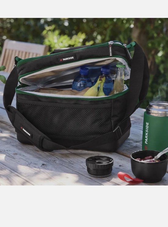 Parkside Lunchtas - Inhoud: 12 L - Kenmerk: met 2 vakken - Afmetingen: ca. 20 x 33 x 23 cm - Ideaal voor op kantoor, de camping, picknicks en barbecues - Met geïsoleerd compartiment om langer warm of koud te houden - Versterkte, waterdichte bodem van Parkside — afbeelding 4