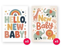 Greetz - 10 geboortekaartjes met enveloppen - Geboorte - Baby - Wenskaarten