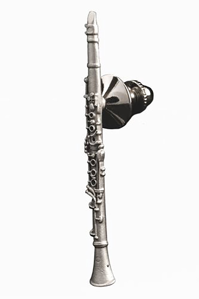 Music Gifts - Speldje klarinet in half reliëf, tin