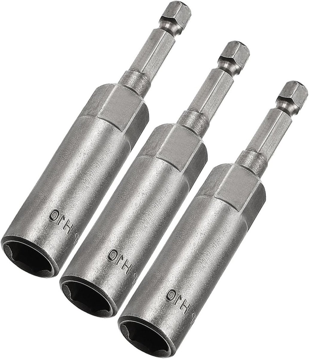 3 Stuks 1/4 Quick Change Hex Shank, 10mm Moer Setter Boor, 80mm Lengte Moer Extractor Voor Houtbewerking, Auto Reparatie, Machine Onderhoud en Meubelmontage