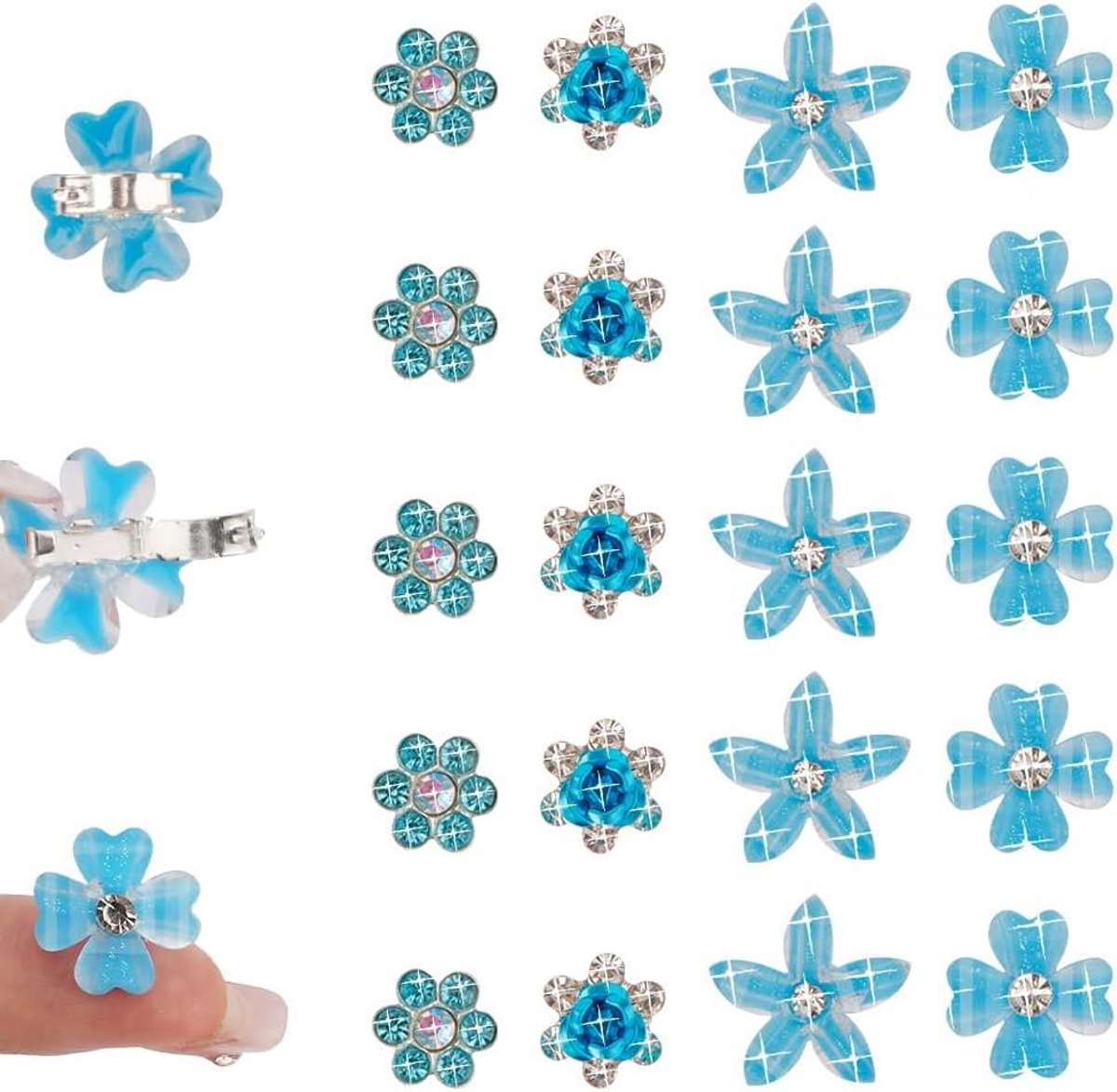 Mini Haarspeldjes - Strass Speldjes - Bruiloft Styling - Decoratief Detail - 20 Stuks - Blauw