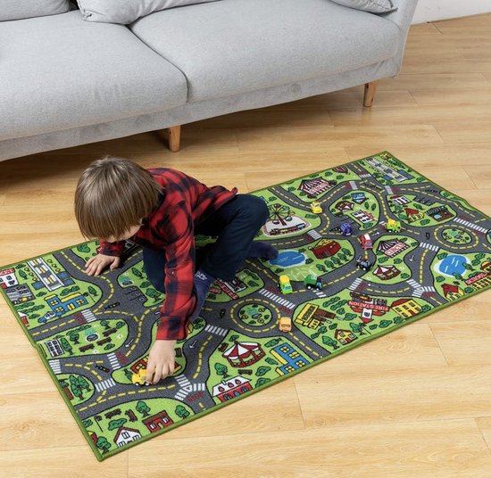 Speelmat met 12 auto's - Pull-Back Voertuig Set voor Kinderen - Leeftijd 3+ - Jumbo Speelkamer Tapijt - City Pretend Play van PlayActive — afbeelding 4