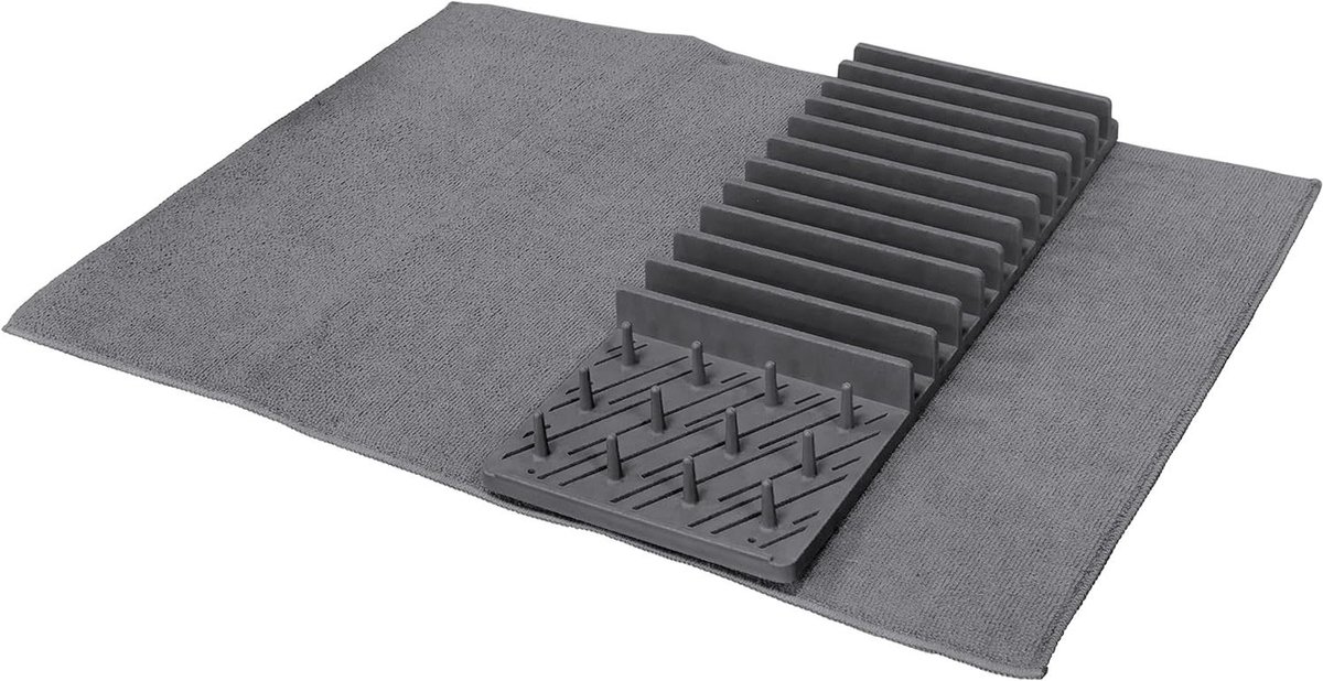 Afdruiprek - Drying rack - Keuken organiseren - Sneldrogend polypropyleen - 43 x 60 cm - Grijs