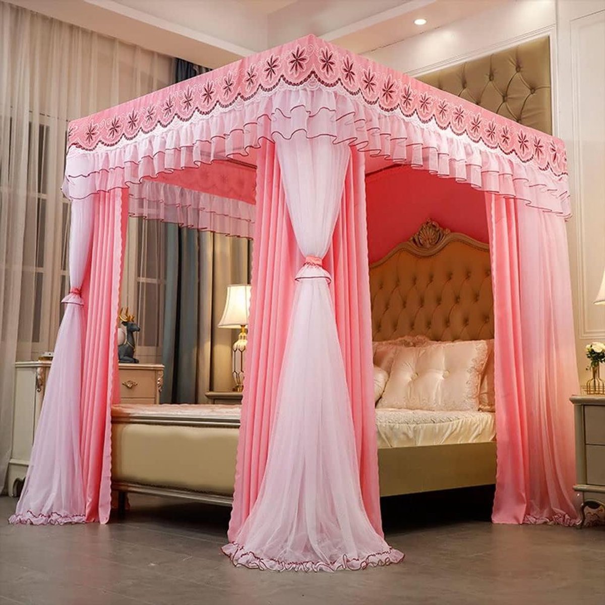 Bedgordijn met Hemel - Hemelbed Net - Slaapkamer Decoratie - Dubbellaags Ontwerp - 150 x 200 x 200 cm