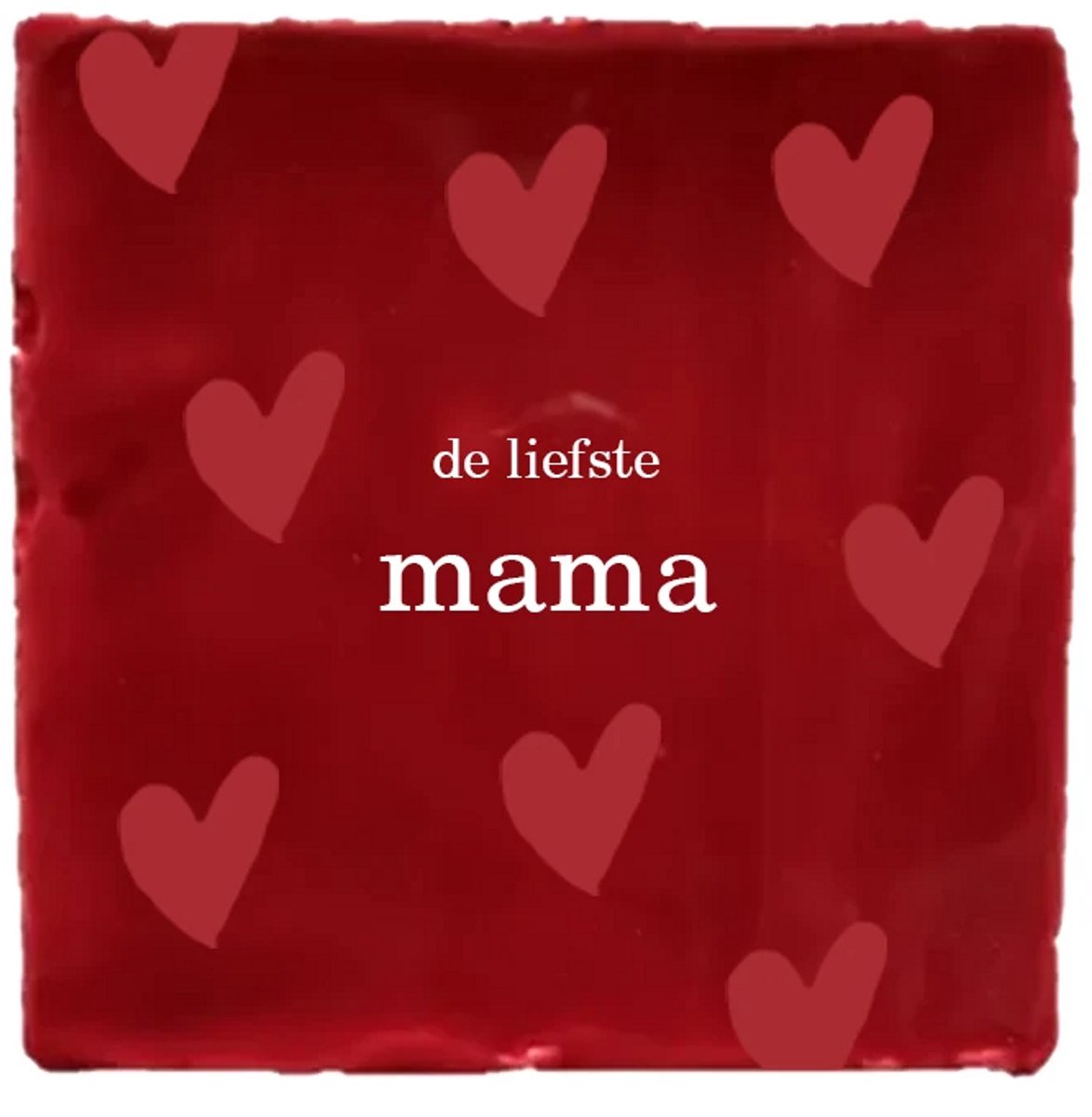 Hogenkamp Klompen & Souvenirs Gekleurd tegeltje - De liefste mama - Rood - Moederdag cadeau - Handgemaakte tegel | Spreuktegel | Tegeltjes met Spreuken | Tegeltjeswijsheid | Tegeltje tekst | Origineel cadeau