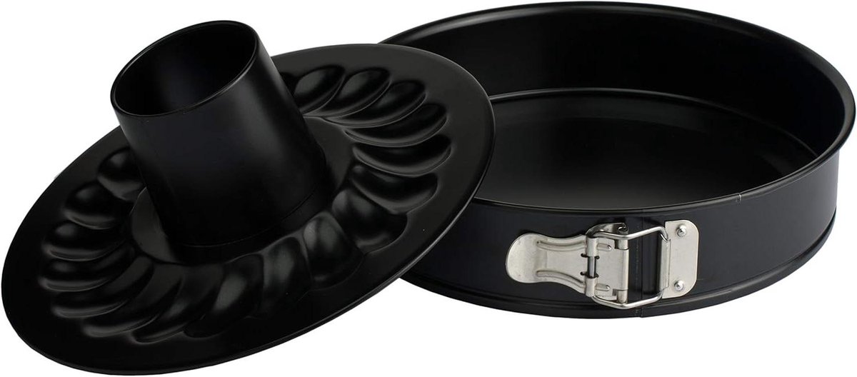 Kinderspringvorm Set - Taartvorm met buisbodem - Zelf Bakken - Stevige Uitvoering - Ø16cm - Grijs