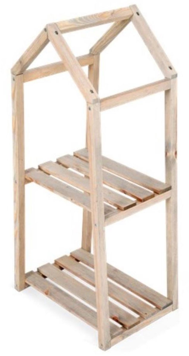 Bizon Wood - Plantenrek binnen | 2 etages | hangplant | Plantentafel | Bloempot houder | Bloempothouder | Plantstandaard | Plantenrek buiten | Plantentafeltje voor binnen | Plantenstandaard binnen | Houtkleur |