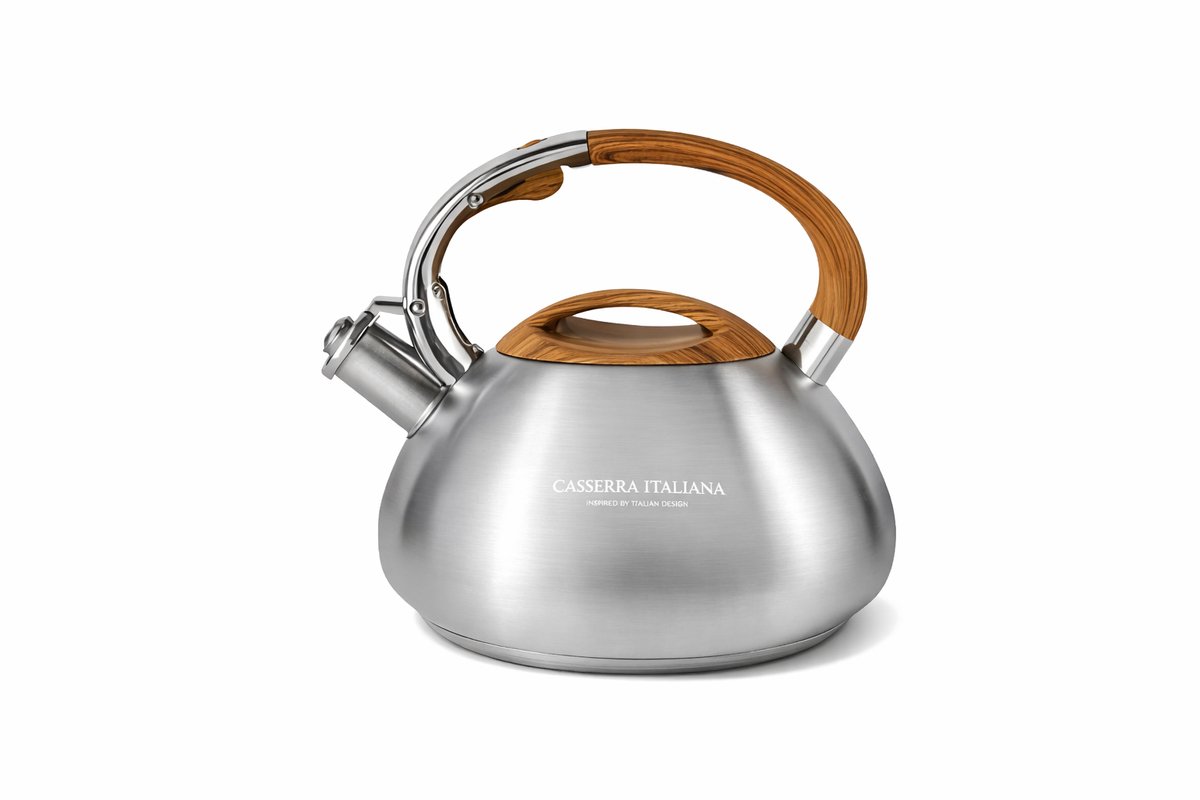 Casserra Italiana Fluitketel 3,0 L – RVS Waterkoker voor Inductie, Gas en Elektrisch – Zilverkleurig — afbeelding 1