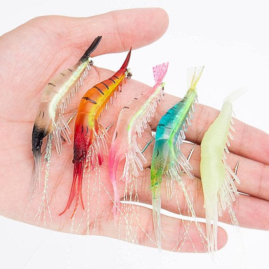 Zoutwater Vis Lokaas - Garnalen Baits Set - Vissen in Zee - Lichtgevende Haken - 10 Stuks - Gemengde Kleuren — afbeelding 4
