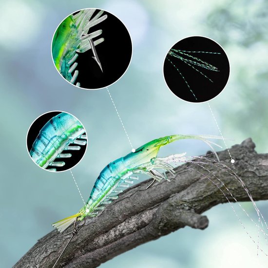 Zoutwater Vis Lokaas - Garnalen Baits Set - Vissen in Zee - Lichtgevende Haken - 10 Stuks - Gemengde Kleuren — afbeelding 2