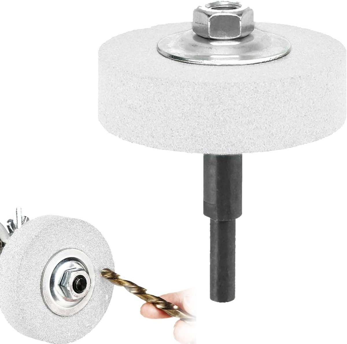 Slijpwiel Adapter - Polijstwiel Slijpschijf - Metaal Slijpen - 8 mm Drijfstang - 75 mm OD 10 mm ID - Wit