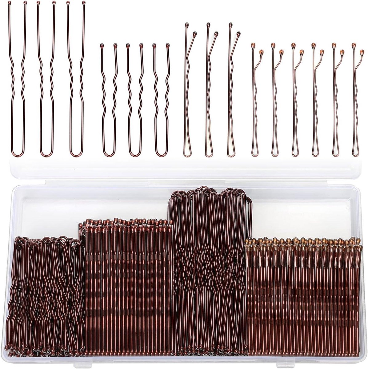 Bobby Pins Set - Haarspelden Haarpinnen - Haarstyling - Met Opbergdoos - 250 Stuks - Bruin