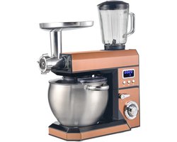 Swiss Haus® KM2285BG Keukenmachine - 1500W Keukenrobot – 8.5L RVS Mengkom – Met Blender 1.5L & Vleesmolen – Foodprocessor met Timer & LED Display – Koper
