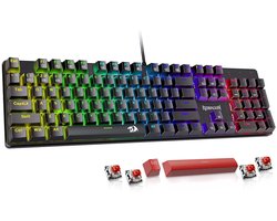 Redragon K671 104-toetsen mechanisch toetsenbord met regenboog achterverlichting – Red Switch, US-indeling – Zwart