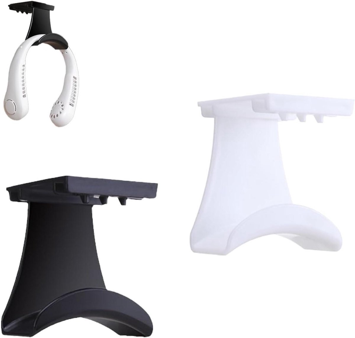 Headset Houders - Hoofdtelefoonstandaard Oortelefoonhanger - Opgeruimd Bureau - Zonder Boren - 8.9 x 6.9 x 10.4 cm - Wit Zwart